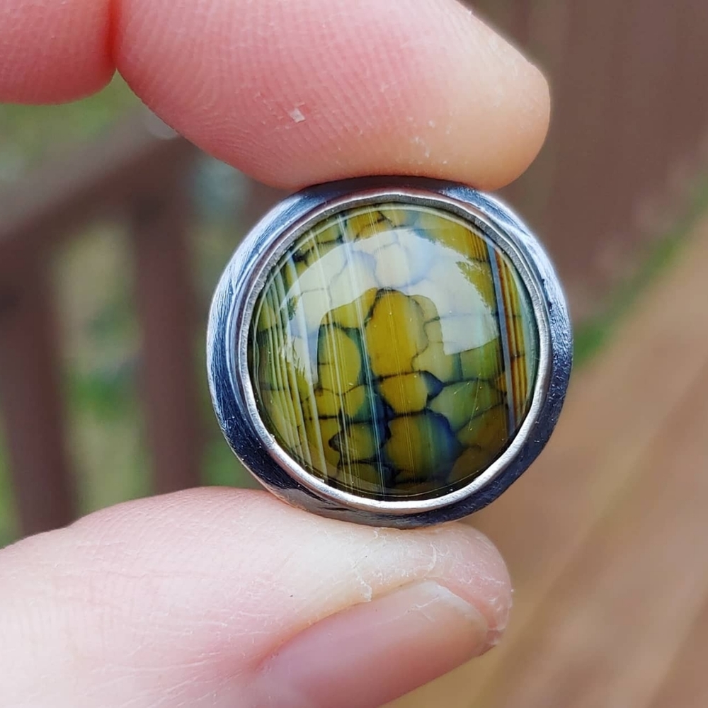 *SOLD* Dragon Scale Banded Agate Ring - Issabeau Jewelry One of a Kind - Picture 9 of 12